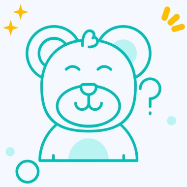 Beyaz arka planda büyük oyuncak ikonu olan çizgi bebek ayıcık. Renkli taslak konsepti. vektör