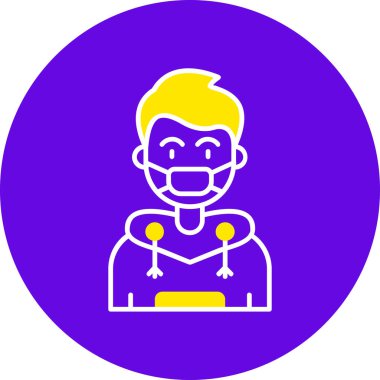 Yuvarlak işaretli süper kahraman çocuk.