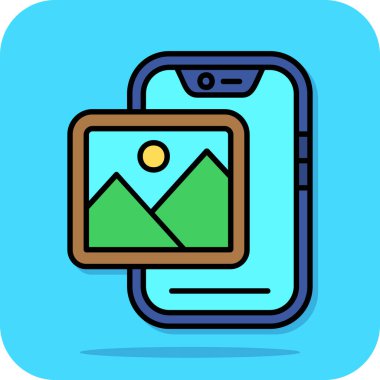 Akıllı telefon fotoğraf ikonu vektörü. İnce çizgi işareti. izole edilmiş sınır sembolü çizimi