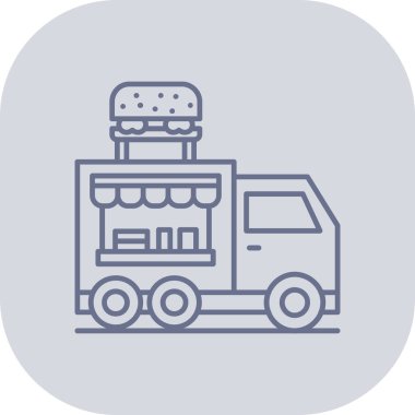 yemek kamyonu simgesi, vektör illüstrasyonu