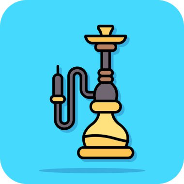 Düz dizaynlı nargile ikonu izole edilmiş arka plan vektör çizimi. Nargile sembolü