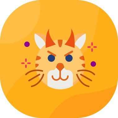 Hayvan suratlı kedi simgesi düz stil