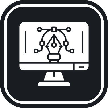 Devre simgesi olan bilgisayar monitörü, basit vektör illüstrasyonu