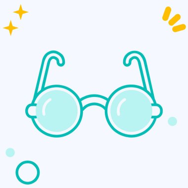 Beyaz arkaplanda izole edilmiş renk çizgisi güneş gözlüğü simgesi. Gözlük işareti. yaz sembolü. Gradyan dairesel rastgele şekiller. vektör illüstrasyonu