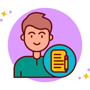 Öğrenci erkek ikon vektörü. Öğrenci imzası. izole edilmiş sınır sembolü çizimi