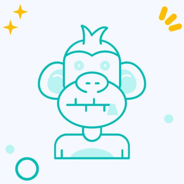 Beyaz arka planda izole edilmiş çizgi mutlu maymun simgesi. Hayvan sembolü. Renkli taslak konsepti. vektör.