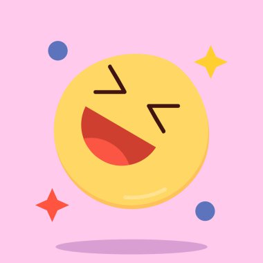 Gülümseyen ve yıldızlı mutlu yüzün vektör çizimi