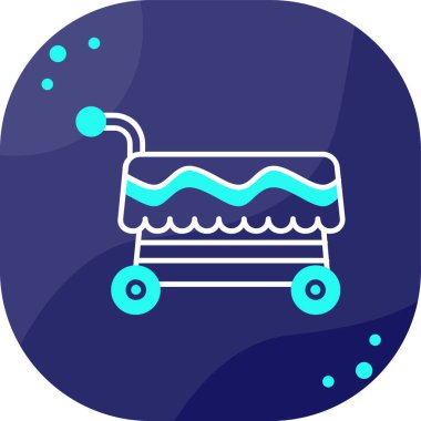 Mavi alışveriş sepeti simgesi beyaz arkaplanda izole edilmiş. İnternetten satın alma konsepti. Teslimat servisi işareti. Alışveriş arabası sembolü. vektör illüstrasyonu