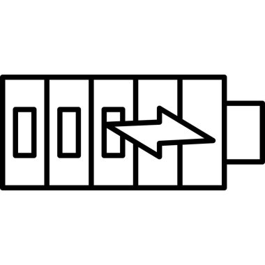 pil simgesi. Batarya ikonu, güç işareti. Arkaplanda izole edilmiş vektör illüstrasyonu