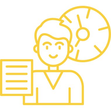 Saat ve takvim vektör çizgisi simgesi olan adam, özet çizimi, doğrusal işaret