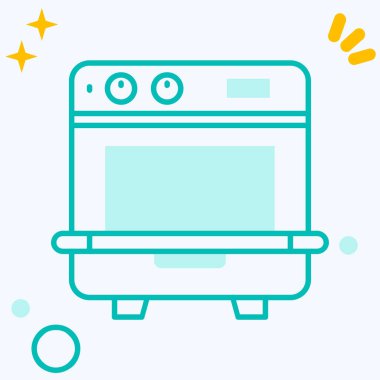 Mikrodalga fırın ikonu, ana hatlı vektör çizimi. fırın vektör simgeleri