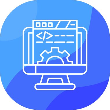 Doldurulmuş ana hatlar biçiminde web geliştirme simgesi