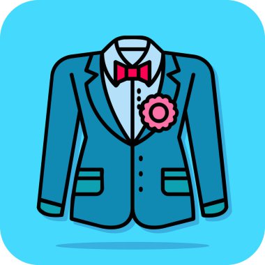 Kostüm ikonu. Web için kıyafet vektör simgelerinin basit illüstrasyonu