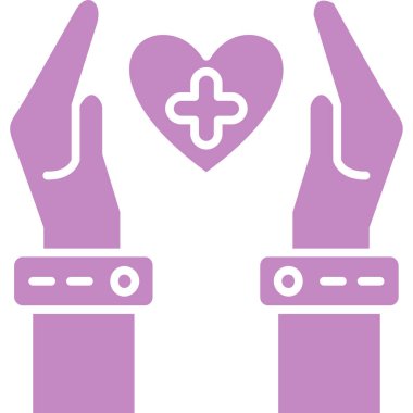 Eller ikonu ile kalbi tutan eller. vektör illüstrasyonu