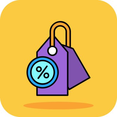 İndirim yüzde ikonu. İndirim indirimi vektör rengi düz izole