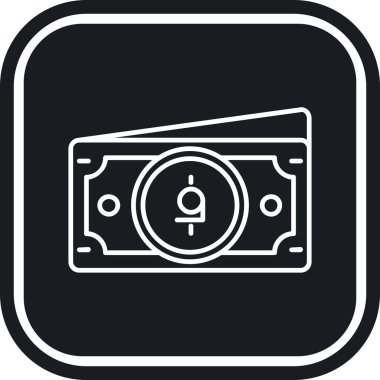 banknot vektör simgesi. bicolor düz daire şeklinde sembol, gri ve siyah renkler, yuvarlak açılar, beyaz arkaplan