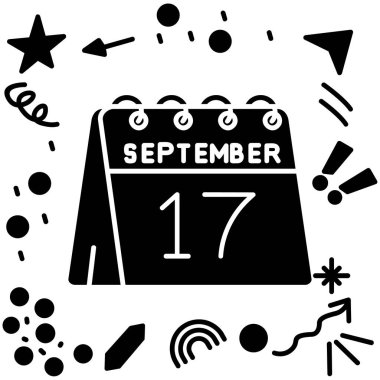 17 Ekim takvim düz ikon vektör illüstrasyonu