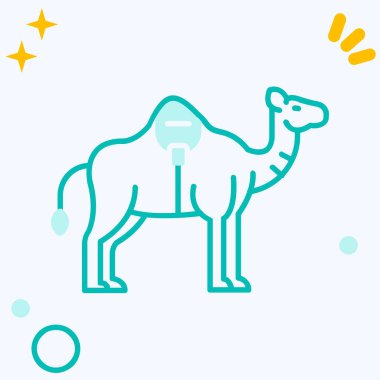 Beyaz arkaplanda renk çizgisi deve simgesi izole edildi. vektör illüstrasyonu