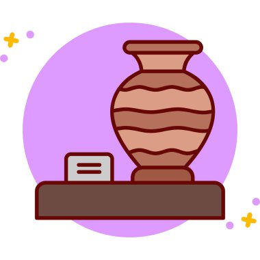 Çiçek ikonlu vazo. Web için vazo vektör simgelerinin özet çizimi