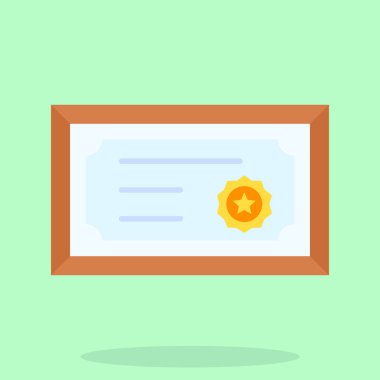 Sertifika vektörü düz renk simgesi