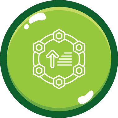 Bir çemberin yeşil ve beyaz daire simgesinin zincirli vektör çizimi