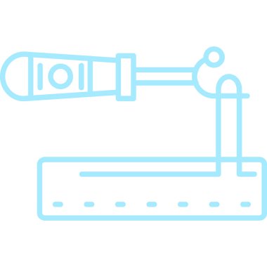 Beyaz arka planda mavi çizgi boyalı fırça ikonu izole edildi. vektör illüstrasyonu