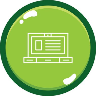 Yeşil ve beyaz daireli bir dizüstü bilgisayar simgesinin vektör çizimi