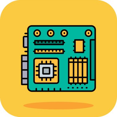 İşlemci renk vektörü simgesi