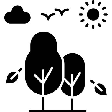 Ağaç ve doğa ikonunun vektör illüstrasyonu