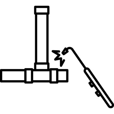 Kaynak ve kaynak borusu ikonu ana hatlarıyla. vektör illüstrasyonu