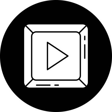 Video oynatıcı simgesi. Web için basit video oynatıcı vektör simgesi çizimi