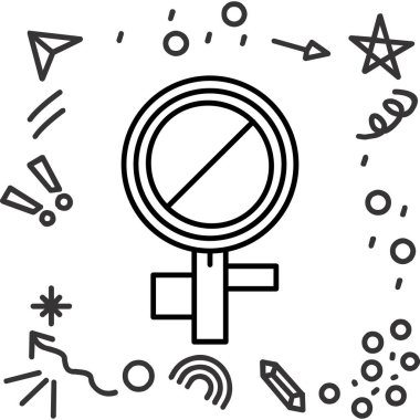 çizgi cinsiyet simgesi beyaz arkaplanda izole edildi. Kadın ve kadınların sembolleri. Kadınlar seks sembolü. Renkli taslak konsepti. vektör.