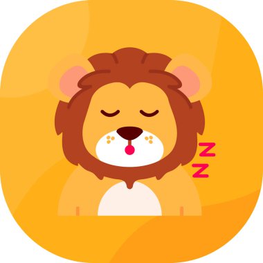 Büyük gözlü uyuyan aslan, düz vektör çizimi