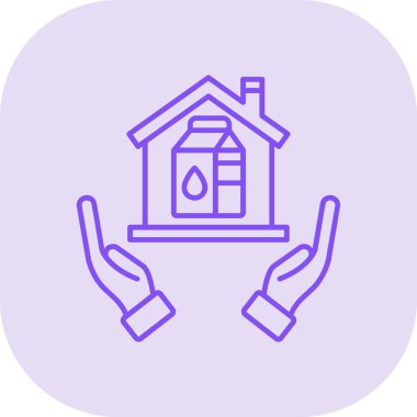 Ev ikonuyla el ele. ince daire tasarımı. vektör illüstrasyonu.