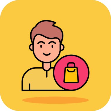 Adam çevrimiçi alışveriş simgesi - taslak biçimi