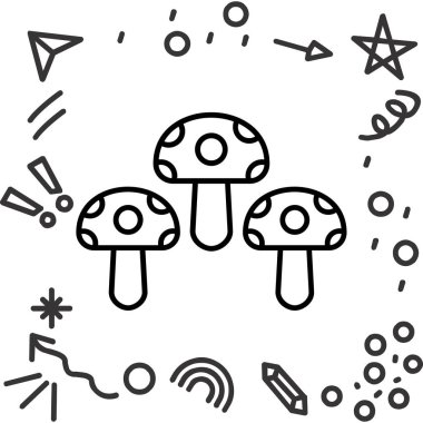 Beyaz arkaplanda çizgi mantar simgesi izole edildi. Renkli taslak konsepti. Vektör