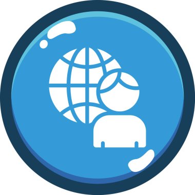 Beyaz arkaplanda izole edilmiş küresel dünya simgesi ve vektör illüstrasyonu