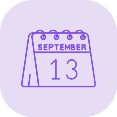 Eylül ayının arka planında takvim olan mor ve mavi bir takvimin çizimi,