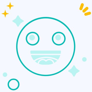 çizgi mutlu yüz simgesi beyaz arkaplanda izole. Yüz ifadeleri. Renkli taslak konsepti. vektör