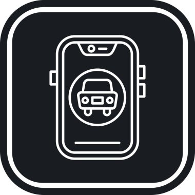 Araç simgesi ve vektör illüstrasyonlu cep telefonu