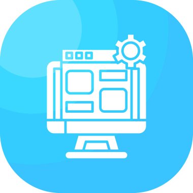 Geliştirme için web simgesi, bilgisayarın vektör illüstrasyonu