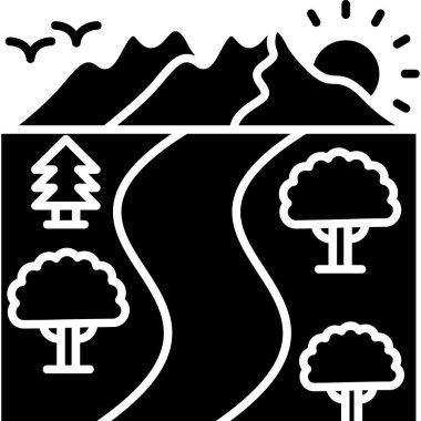 dağ simgesi, vektör çizimi beyaz arkaplanda izole edildi