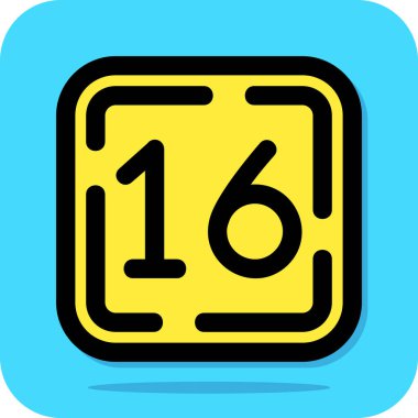 Beyaz arka planda 16 numara. vektör illüstrasyonu