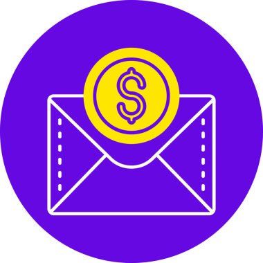 Dolar işareti ve e-posta sembolü olan zarf