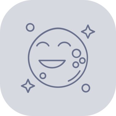 Ay ikonunun güzel uydulu vektör çizimi