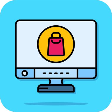 Alışveriş çevrimiçi mağaza simgesi tam taslak biçiminde