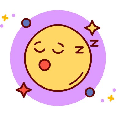 Uyuyan Ay vektörü illüstrasyonundan sevimli ve kawaii