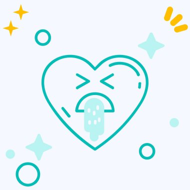 Beyaz arka planda izole edilmiş bir kalp ikonu ile ana hatları doldurulmuş kalp. Sevgililer Günü. Birleşme, tutku ve aşk. Sevgililer Günü. vektör illüstrasyonu