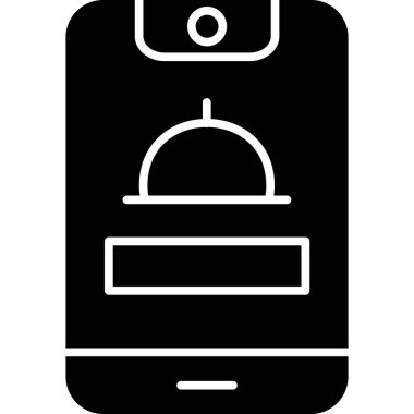 Cami simgesine sahip akıllı telefon, basit vektör illüstrasyonu