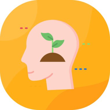 Beyin düşünme simgesi düz stil